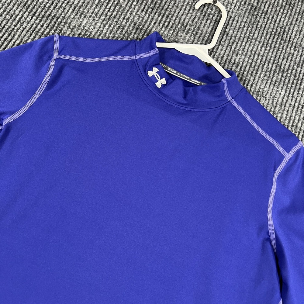 Under Armour Pullover Womens Large Fitted Cold Gear Long Sleeve Blue Mock‎ Neck